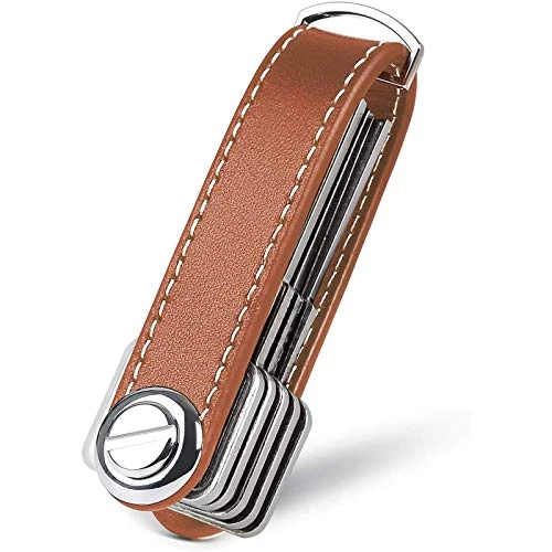flintronic Key Organizer | Schlüsselanhänger Echtes Leder | Pocket Smart Key Holder mit Stilvoller,Funktionaler und Praktischer Geschenkbox (für 7-9 Mehrfachschlüssel)-Braun