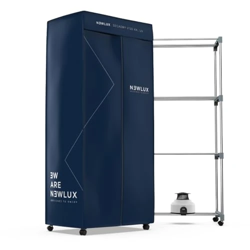 Zeitlich begrenztes Angebot: Newlux - Tragbare Elektrische Wäschetrockner Secadry (1200W) mit UV-Licht zur Desinfektion. Kapazität 15Kg, Temp. 180min, 4 Stufen. Belüftungstrockner ideal als Schranktrockner, Blau von 89.90 € auf 89.90 € (0.00% Rabatt)