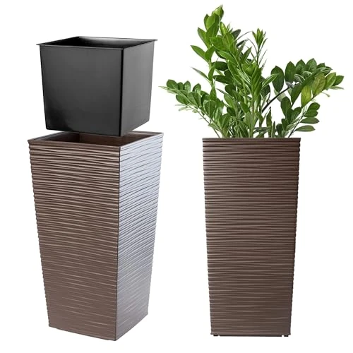 Oferta limitada: KADAX Macetero Alto de Diseño Moderno para Plantas de Interior y Exterior, Maceta Grande de Plástico, Jardinera Alta (Marrón, Texturizado, 36 cm, Aprox. 6L) de 35.77 € a 35.77 € (ahorro 0.00%)