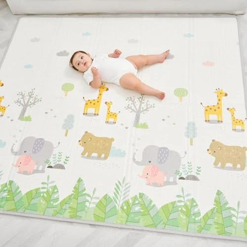 Offre limitée : Tapis D'éveil Bébé Pliable Epais Réversible 180x200x1.5cm - Tapis De Jeu, Tapis De Sol XXL En Mousse - Tapis De Motricité Favorisant Le Développement Sensoriel - Cadeau Naissance Bébé de 49.90 € à 49.90 € (0.00% de remise)
