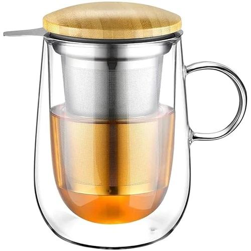 Begrenztes Angebot: glastal 430ml Doppelwandige Glas Teetasse mit Metallsieb Teeglas Teebecher aus Borosilikat Glas Tasse von 13.59 EUR auf 13.59 EUR (Rabatt 0%)