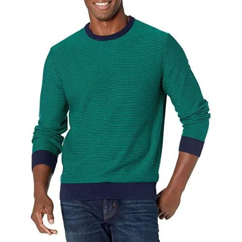 Offerta a tempo: Amazon Essentials Maglione Girocollo da Uomo (Disponibile nelle Taglie Big & Tall), Verde Smeraldo a Righe, XL - 0.00% da 16.77 € a 16.77 €