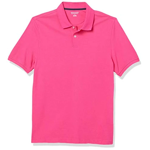 Amazon Essentials Polo in piqué di Cotone Slim Uomo, Rosa Shocking, L