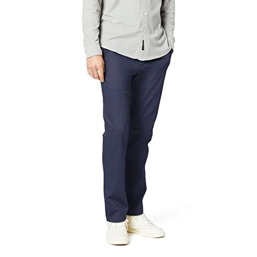 Dockers Heren Signature Khaki Slim Fit Broek Casual, marineblauw, 33W / 32L