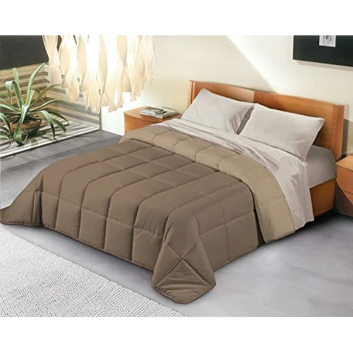 Offerta a tempo: Banzaii Trapunta Invernale in Ecopiuma Double Face Super Soft Due Piazze Matrimoniale 260x260 cm Beige/Marrone Chiaro - 0.00% da 64.99 € a 64.99 €