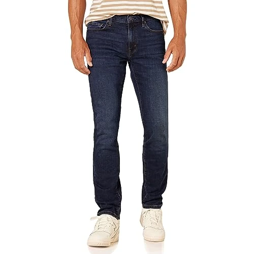 Amazon Essentials Jeans Slim Fit Elasticizzati Comodi, Taglio Dritto - Colori Fuori Produzione Uomo, Blu Scuro Vintage, 42W / 32L