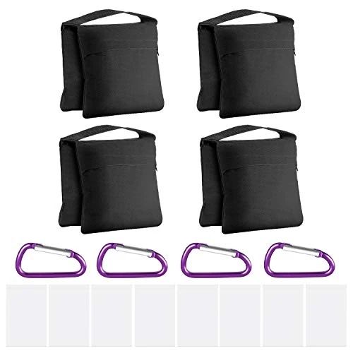 Zeitlich begrenztes Angebot: Neewer 4 Pack Fotografie Heavy Duty Sandsäcke Saddlebag Design 4 Gewicht Taschen für Foto Video Studio Stehen Hinterhof im Freien Terrasse Sport, transparente PP Tasche und Clips enthalten (schwarz) von 31.99 € auf 31.99 € (0.