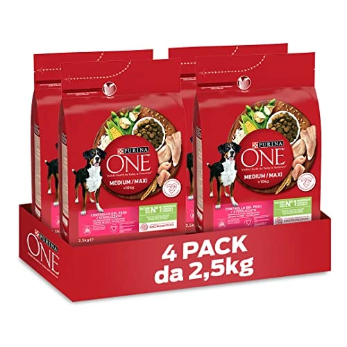 Zeitlich begrenztes Angebot: PURINA ONE Medium Maxi Gewichtskontrolle Trockenfutter für Erwachsene Hunde, sterilisiert mit Truthahn, 4 Beutel à 2,5 kg von 62.69 € auf 62.69 € (0.00% Rabatt)