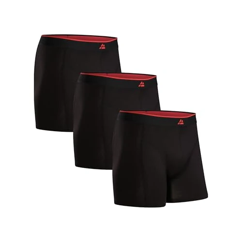 Zeitlich begrenztes Angebot: DANISH ENDURANCE Bambus Boxershorts Herren, 3er Pack, Schwarz/Rot, L von 38.95 € auf 28.95 € (26% Rabatt)