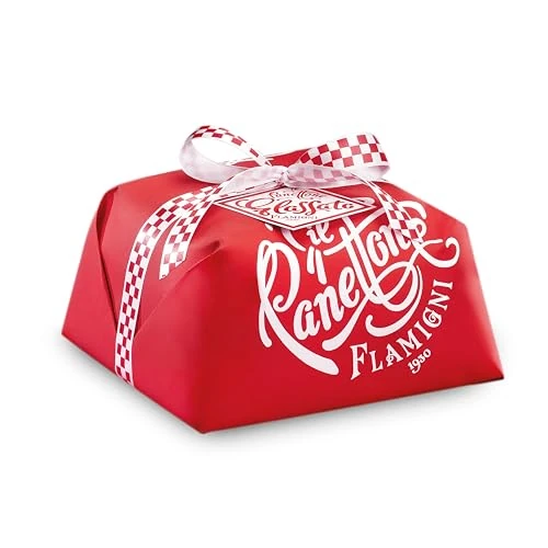 FLAMIGNI, Panettone Artesanal Glaseado Tradicional con Naranja Confitada y Pasas de Sultana, con Glaseado de Avellana, Armelina y Azúcar, Envuelto a Mano, 1 kg