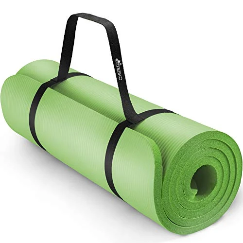 TRESKO Tapis d'exercice fitness tapis de yoga tapis de Pilates tapis de gymnastique, sans Phtalates/en Mousse NBR (Vert Clair, 185 x 60 x 1,0cm)