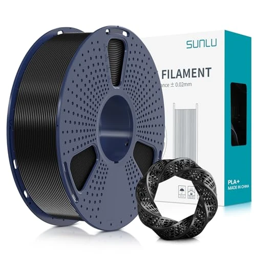 SUNLU PLA Plus Filament 1.75mm for 3D Printer & 3D Pens, 1KG (2.2LBS) PLA+ 3D Filament Tolerance Accuracy +/- 0.02 mm, Black