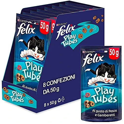 Oferta ograniczona: Felix Purina Playtubes przekąska kot z rybą i krewetkami, 8 opakowań po 50 g z 53.80 PLN na 53.80 PLN (zniżka 0%)