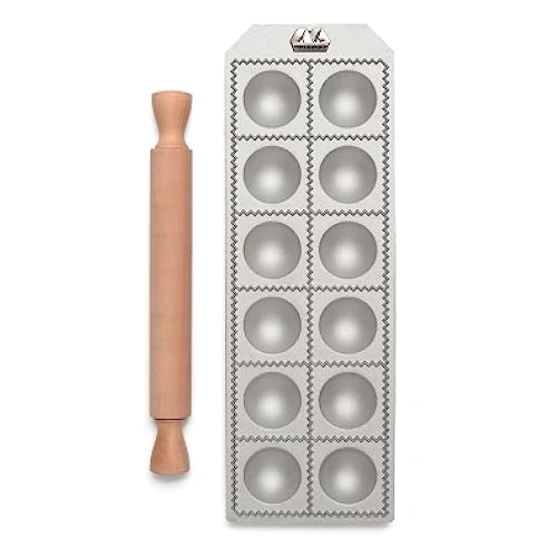 Oferta limitada: Marcato Molde para Raviolis, Máquina para Raviolis, Formas para Raviolis Caseros, Corte Redondo de 50 mm, Espacio para Relleno Abundante, Rodillo de Madera Incluido. de 39.90 € a 39.90 € (ahorro 0.00%)