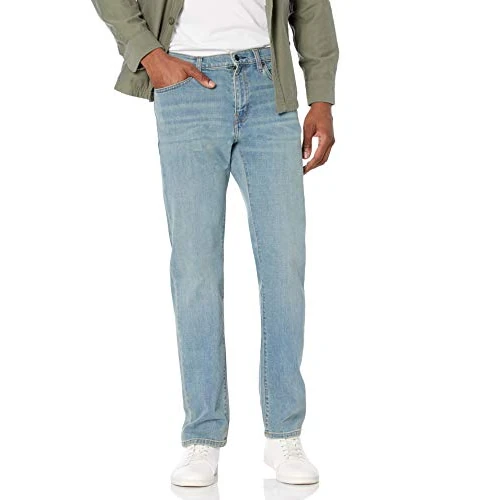 Amazon Essentials Jean Stretch Coupe Droite - Couleurs abandonnées Homme, Bleu Clair Vintage, 38W / 28L