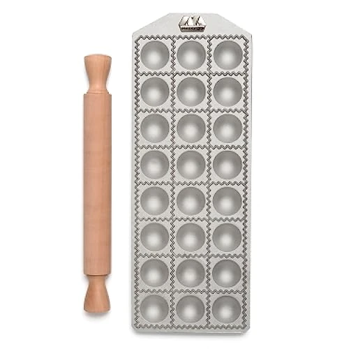Offerta a tempo: Marcato Stampo per Ravioli, Forme per Ravioli, Alluminio, Mattarello in Legno Incluso, Preparazione Facile, Design Elegante, RA-T40X24-CLS - 31% da 43.90 € a 30.50 €