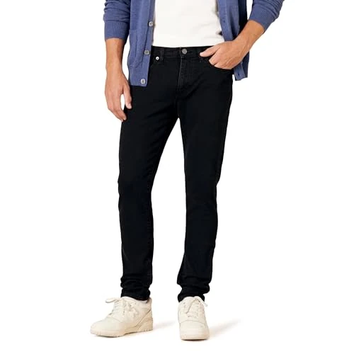 Amazon Essentials Herren Stretchjeans, Skinny-Passform - Auslauffarben, Verwaschenes Schwarz, 38W / 34L