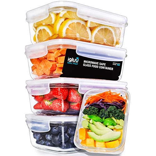Limited offer: Igluu Meal Prep Round Glass Containers with Air Vent Lids (5 Pack+Extra Lid) – Airtight & BPA-Free – Oven, Microwave, Freezer and Dishwasher Safe – 32oz – Durable Borosilicate Glass from 44.95 EUR to 36.48 EUR (save 19%)