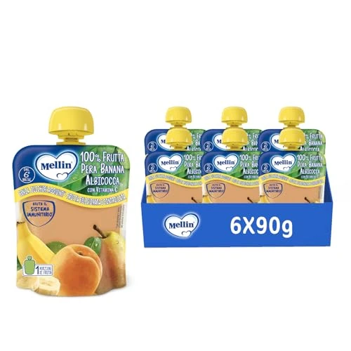 Offerta a tempo: Mellin Merenda, Frutta Mista, Pera, Banana e Albicocca, 6x90g - 0.00% da 3.36 € a 3.36 €