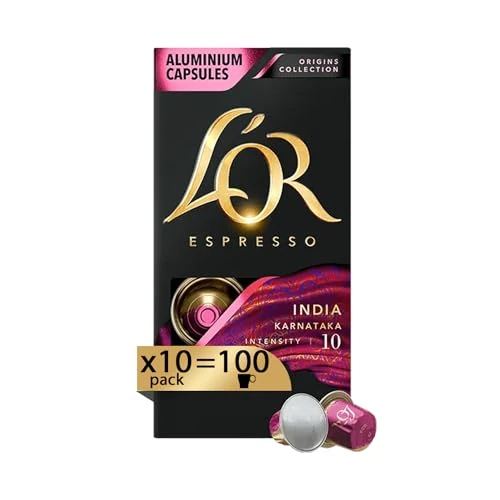 L'Or - Capsule Caffè Espresso India Karnatak - 100 Capsule in Alluminio - Intensità 10 - Compatibili con Macchine Nespresso - 10 Confezioni da 10 Capsule