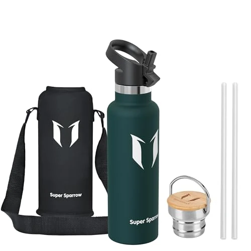 Offerta a tempo: Super Sparrow Borraccia Termica 620ml - Bottiglia Termica Senza Perdite - Senza BPA Borracce Bambini - Per Scuola, Sport, Campeggio, Palestra, Ciclismo - Con 2 Tappi - 16% da 18.95 € a 15.94 €