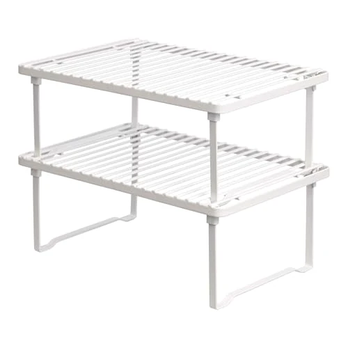 Amazon Basics Estantes de cocina apilables para almacenaje, Blanco, 20.3 D x 31.6 W x 11.4 H cm