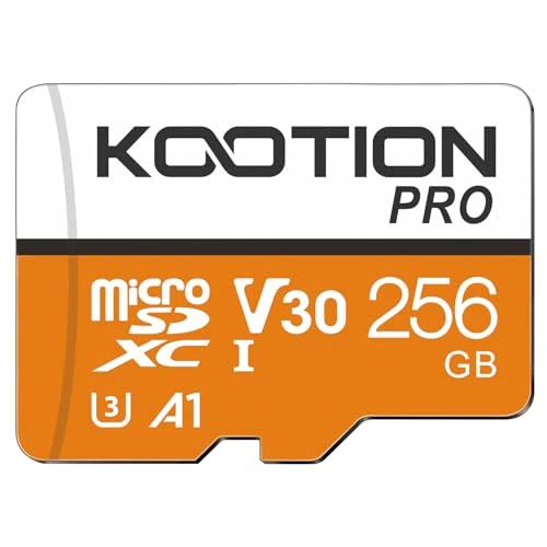 Offerta a tempo: KOOTION Scheda Micro SD da 256 GB di Memoria SDXC UHS-I Velocità fino a 90 MB/s Scheda SD V30, A1, U3 per Drone/Dash Cam/Camera/Phone/Nintendo-Switch/PC/Tablet - 25% da 59.99 € a 45.02 €