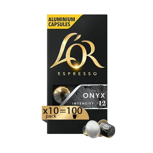 Offerta a tempo: L'Or - Capsule Caffè Espresso Onyx - 100 Capsule in Alluminio - 10 pacchetti da 10 - Intensità 12 - Compatibili con Macchine Nespresso®* original - 17% da 34.90 € a 28.99 €