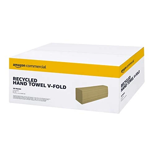 Offre limitée : AmazonCommercial Essuie-Mains en Papier Plié V, 1 Epaisseur Recyclé, 5000 Feuilles (20 paquets de 250), Taille des Feuilles: 24,5 cm x 23 cm de 38.93 € à 38.93 € (0.00% de remise)