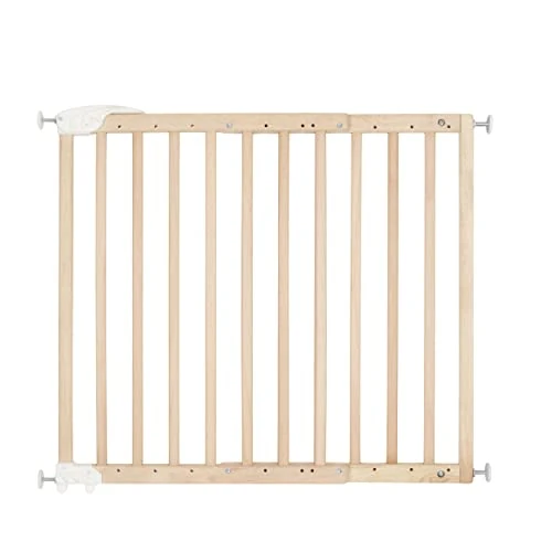 Tijdelijke aanbieding: Badabulle Deco Pop, uitschuifbaar houten babyhekje, 63 tot 106 cm breed, babydeur met druk of schroef en traphekjes, naturel van 55.13 € naar 55.13 € (0.00% korting)