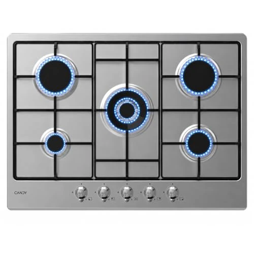 Oferta limitada: Candy CHW74WTX - Placa de cocción con 5 fuegos, a gas, acero inoxidable, anchura 74,5 cm, doble corona, empotrado, rejillas esmaltadas, GLP y metano, 74,5 x 51 x 3,5 cm, acero inoxidable de 259.24 € a 259.24 € (ahorro 0.00%)