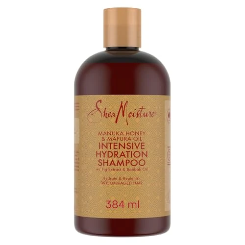 SheaMoisture Shampoo Intensive Hydration con Miele di Manuka e Olio di Mafura - Shampoo per capelli ricci e danneggiati con olio di baobab e burro di karité, senza solfati - 1 x 384 ml