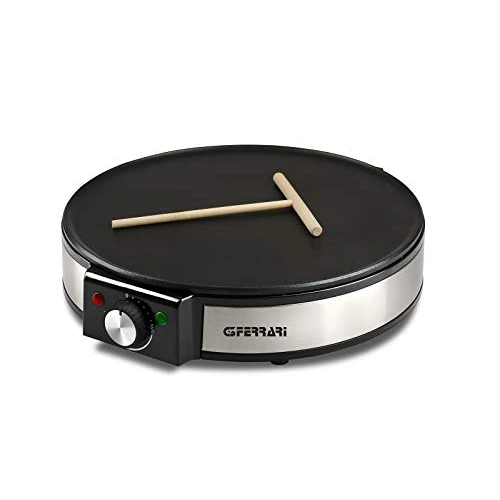 G3 Ferrari G10098 Profi- Crepe Crepiera Elettrica 1200W, Piastra da 30 cm in Inox, Rivestimento Antiaderente, Temperatura Regolabile, Spatola e Paletta in Legno Incluse