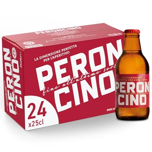 Offerta a tempo: Peroncino Cassa con 24 Birre in Bottiglia da 25 cl, 6 L, Birra Lager con Malto 100% Italiano dal Gusto Moderatamente Amaro, Gradazione Alcolica 4.7% Vol - 18% da 21.60 € a 17.69 €