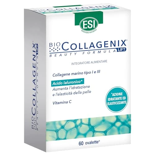 Offerta a tempo: ESI - Biocollagenix, Integratore Alimentare Antiage con Collagene Marino e Acido Ialuronico, Dona una Pelle Idratata ed Elasticità al Viso, Senza Glutine, 60 Ovalette - 49% da 35.00 € a 17.94 €