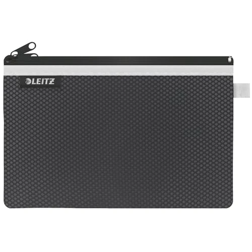 Limited-time offer: Leitz Wow 2-Pocket Pencil Case, Nylon Zip, Washable, Ideal Storage, Large (23x15cm) - Black, 40130095 from 8.16 £ to 8.16 £ (save 0.00%)