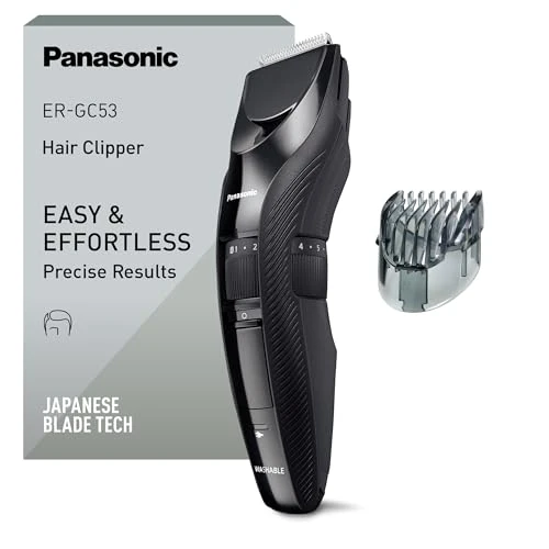 Limited-time offer: Panasonic ER-GC53 hair clipper with 19 cutting lengths (1-10 mm), washable, black from 41.55 £ to 41.55 £ (save 0.00%)