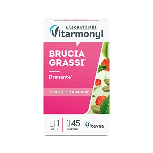 Brucia Grassi - Drenante - Integratore Alimentare a base di Tè Verde e Guaranà per il Controllo del Peso - Formula con Doppia Concentrazione - Confezione da 45 Capsule - Vitarmonyl