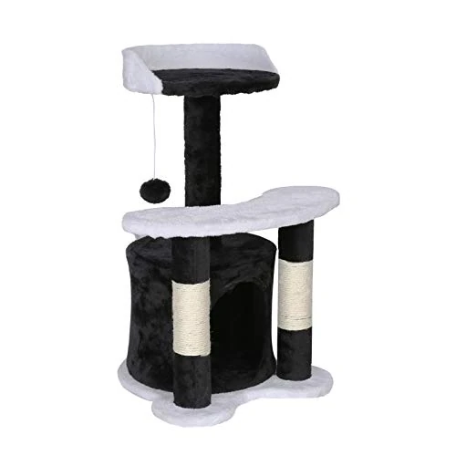 Limited-time offer: WilTec Cat Tree Scratching Post Climbing Tree 65cm Black/White with Platform, Cave and Ball from 40.99 GBP to 40.99 GBP (save 0%)