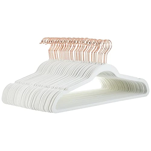 Tijdelijke aanbieding: Amazon Basics Fluwelen kleerhangers voor pakken, smal, ivoor/roségoud, antislip, pak van 50 van 20.33 € naar 20.33 € (0.00% korting)