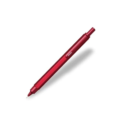 RHODIA 9394C - Portemine scRipt Corpo Esagonale in alluminio spazzolato - rosso - per mine grafite Standard0,5mm, Fusto in acciaio retraibile , gomma sotto il bottone - Collezione scRipt
