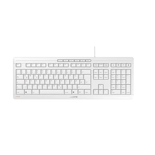 Offerta a tempo: CHERRY STREAM KEYBOARD, Tastiera con filo, Layout per la Germania (QWERTZ), Battitura estremamente silenziosa, Sensazione di digitazione unica, Design piatto, Colore bianco-grigio - 40% da 45.00 € a 26.95 €