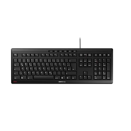 Offerta a tempo: CHERRY STREAM KEYBOARD, Tastiera con filo, Layout per la Germania (QWERTZ), Battitura estremamente silenziosa, Sensazione di digitazione unica, Design piatto, Colore nero - 12% da 36.99 € a 32.45 €