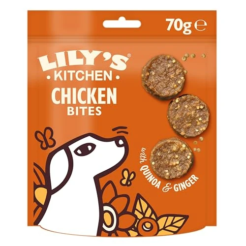 Limited-time offer: Lily’s Kitchen Made with Natural Ingredients Adult Dog Treats Packet Chomp-Away Chicken Bites for Small, Medium, Large Dogs 8 x 70g from 25.20 £ to 22.40 £ (save 11%)