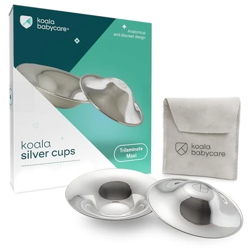 Limited offer: Koala Babycare The Original Silver Nursing Cups - Nipple Shields for Breastfeeding Newborn - Breastfeeding Essentials - Protect and Soothe - Tri-Laminate Silver - Maxi Size from 39.75 USD to 39.75 USD (save 0%)