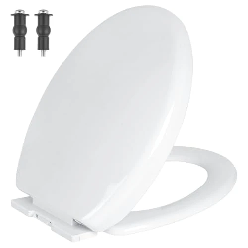 Offerta a tempo: MASS DYNAMIC Sedile WC bianco con chiusura ammortizzata, sgancio rapido per una facile pulizia, fissaggio superiore con cerniere regolabili, forma ovale standard - 0.00% da 11.59 € a 11.59 €
