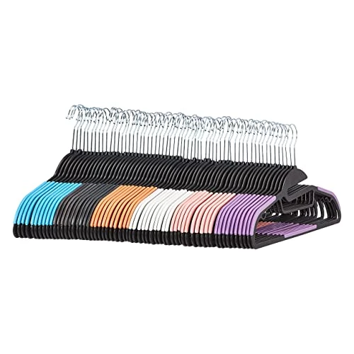 Offre limitée : Amazon Basics Lot de 60 cintres Peu encombrants en Plastique antidérapant avec 10 Pinces 6 Coloris de 27.79 € à 27.79 € (0.00% de remise)