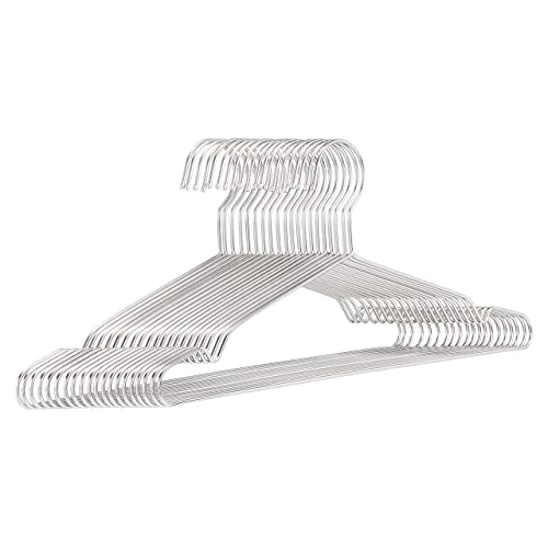 Offerta a tempo: Amazon Basics Grucce appendiabiti in acciaio inox, Confezione da 20, Cromate - 33% da 18.69 € a 12.43 €