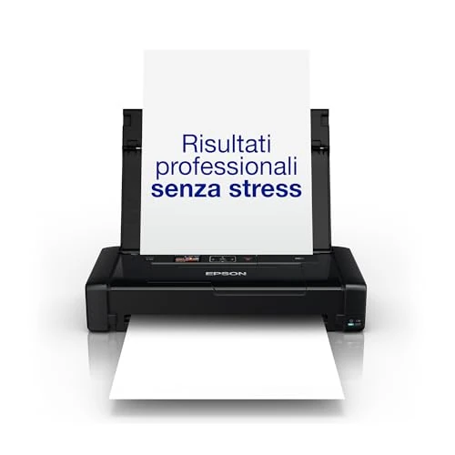 Epson Workforce WF-110W, Stampante A4 Portatile Inkjet, Connettività Wi-Fi e Wi-Fi Direct, Batteria Integrata,Display LCD, 7 ppm in bianco/nero, Nero