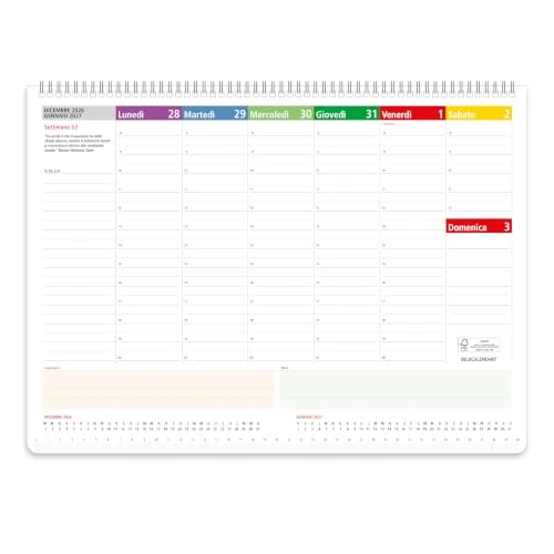 Offerta a tempo: Planner 2027 Settimanale da Tavolo SPIRALATO con tutte le DATE 2027 STAMPATE in Carta ECOLOGICA Certificata FSC® Mix Credit - Planning 2027 perfetto per casa e ufficio con ANGOLI ANTIORECCHIE (30x42) - 0.00% da 21.90 € a 21.90 €